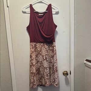 Le Lis Floral Burgundy Front Wrap Dress